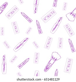 Cosmetics vector seamless hand drawn pattern