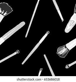 Cosmetics vector seamless hand drawn pattern