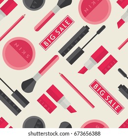 Cosmetics vector seamless pattern.