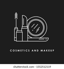 
Cosmetics vector set flat web icons. Multicolored icons with cosmetic products and the elements to create a make-up for internet, web, mobile apps, interface design, presentations, logo, button