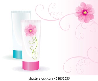 cosmetics vector tubes with flowers