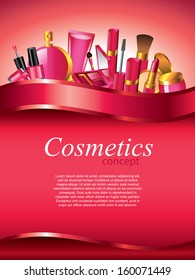 Cosmetics vertical vector background with devider