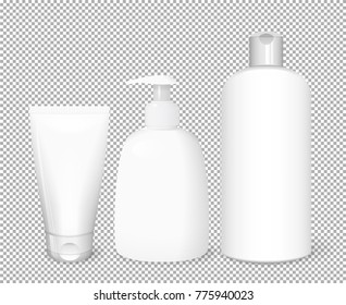 Cosmetics white templates set, vector 3D concept