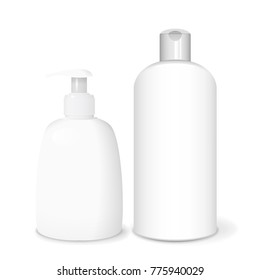 Cosmetics white templates set, vector 3D concept