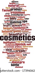 Cosmetics word cloud concept. Collage made of words about cosmetics. Vector illustration