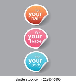 Cosmetics for your body, hair, face-vector, stickers, icon.