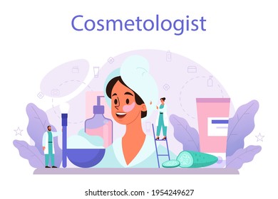 Cosmetologist concept, skin care and treatment. Young woman treating