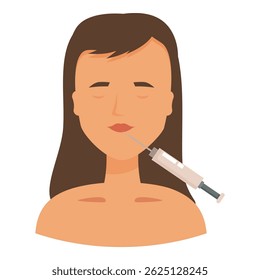 Cosmetologist injecting hyaluronic acid into the lips of a young woman for lip augmentation