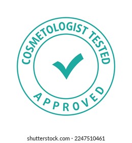 Cosmetologist tested approved round stamp. Vector stock illustration isolated on white background. EPS10