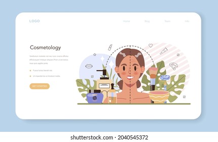 Cosmetologist web banner or landing page. Skin care procedure. Hardware cosmetology for problematic skin. Dermatology treatment. Isolated vector illustration
