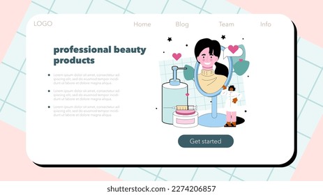 Cosmetologist web banner or landing page. Hardware facial treatment for problematic skin. Face lifting, revitalizing and skin care procedure. Flat vector illustration