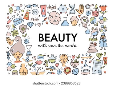 Cosmetology health and Skin care. Concept art for your design. Horizontal card background with place for your text
