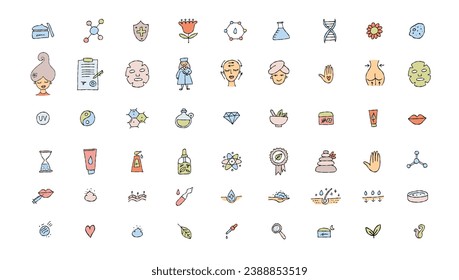 Cosmetology health and Skin care. Icons set for your design