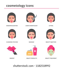 Cosmetology icons set flat style