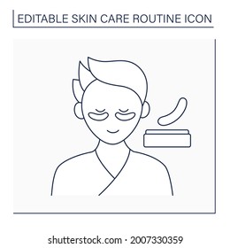 Cosmetology line icon. Eyes patches for puffiness and dark circles. Beauty procedure.Skin care routine concept. Isolated vector illustration. Editable stroke