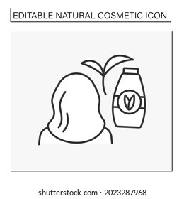 Cosmetology line icon. Hair beauty procedure. Shampoo to moisturize and strengthen hair.Natural cosmetic concept. Isolated vector illustration. Editable stroke