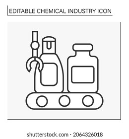  Cosmetology line icon. Manufacturing of perfumery and cosmetics productions. Beauty sphere. Chemical industry concept. Isolated vector illustration. Editable stroke