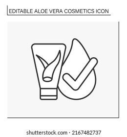Cosmetology line icon. Organic facial moisturizing cream with aloe vera extract. Beauty procedure. Spa center.Aloe vera cosmetics concept. Isolated vector illustration. Editable stroke