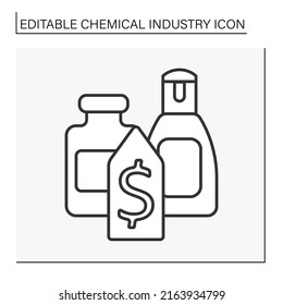  Cosmetology line icon. Selling perfumery and cosmetics productions. Beauty sphere. Chemical industry concept. Isolated vector illustration. Editable stroke