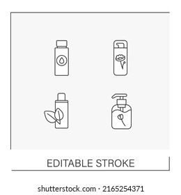 Cosmetology line icons set. Cosmetology. Beauty cosmetic for moisturizing body and care. Self-care concepts. Isolated vector illustrations. Editable stroke