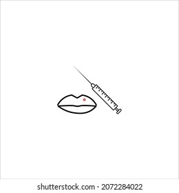 cosmetology, lip injection, pump up lips icon vector symbol illustration