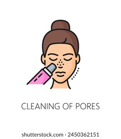 Cosmetology and mesotherapy, face skin pores cleaning line color icon. Cosmetics treatment, body hygiene or skin care product outline vector pictogram. Woman beauty or spa salon linear symbol or icon