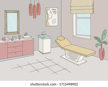 Cosmetology office clinic graphic color interior sketch illustration vector