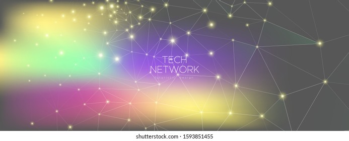 Cosmic 3d Digital Architecture. Technology Network. Big Data Visualization. Gray Polygonal Banner. Gradient Futuristic Wallpaper. Technology Finance. Triangular Abstract. Futuristic Connection.