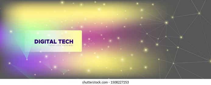 Cosmic 3d Digital Connection. Technology Concept. Big Data Infographic. Gray Polygonal Abstract. Colorful Futuristic Architecture. Technology Graphic. Triangular Pattern. 3d Digital Wallpaper.