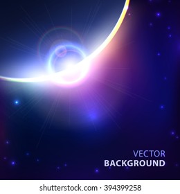 Cosmic abstract background with planet. Template for business presentations with empty space for your text. Vector.