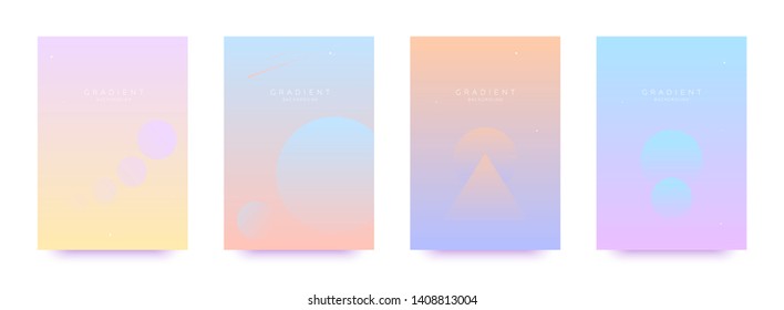 Cosmic abstract backgrounds set with gradients, moon, planets, shapes. Set of  trendy banners, flyers, brochures, covers, postcards, cards for advertisement, identity. Vector illustration. EPS 10