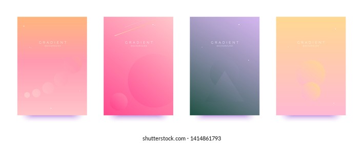 Cosmic abstract backgrounds set with gradients, moon, planets, shapes. Set of  trendy banners, flyers, brochures, covers, postcards, cards for advertisement, identity. Vector illustration. EPS 10