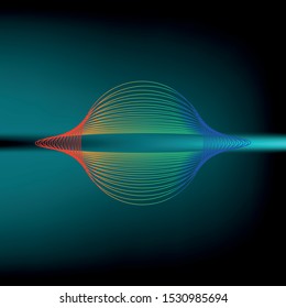 Cosmic abstract landscape, on a dark background bright lines in the form of an eye