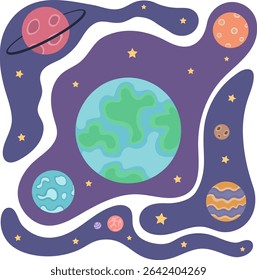 Ilustração do vetor colorido do plano de fundo cósmico