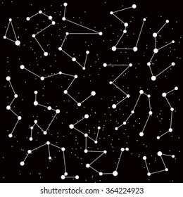 Cosmic background with constellations on the night sky