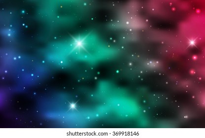Cosmic background galaxies, nebula and shining stars. Space vector illustration for your design, space wallpapers