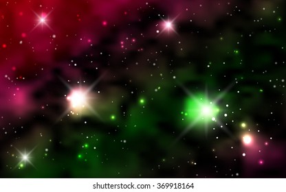 Cosmic background galaxies, nebula and shining stars. Space vector illustration for your design, space wallpapers