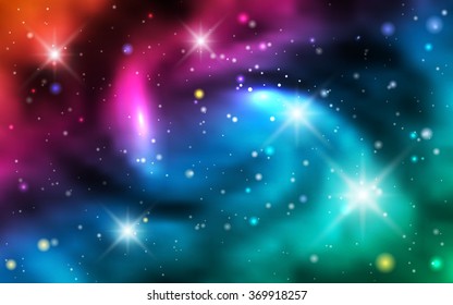 Cosmic background galaxies, nebula and shining stars. Space vector illustration for your design, space wallpapers