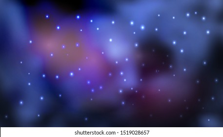Cosmic background with galaxy, space, nebula and shining stars. Dark blue and purple decorative abstract design for wallpapers.  Vector illustration