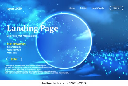 Cosmic Background with Light, Planets in Universe with Star, realistic Space. Landing page set Vector illustration
