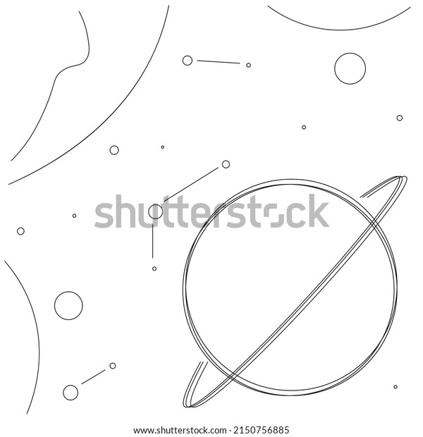 Cosmic Background Line Drawing Vector Illustration Stock Vector ...