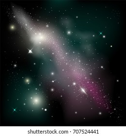 Cosmic background with shining stars. Abstarct Vector illustration of Milky Way Galaxy.