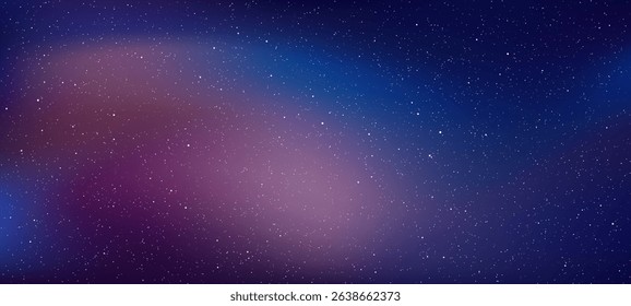 Cosmic background with twinkling stars and a colorful galaxy effect. Vector space art for astronomy and science themes. Vector graphics.
