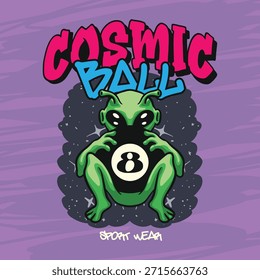 Bola cósmica Alien Holding 8 Ball Pool Streetwear Design