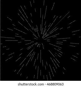 Cosmic Blast. Black and white vector illustration