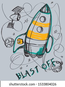 Cosmic blast off vector illustration