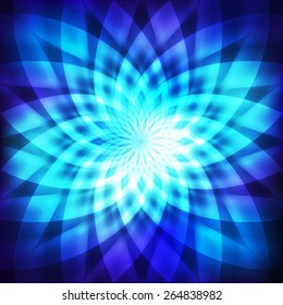 Cosmic blue background with abstract flower