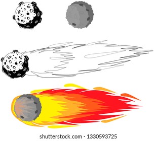 Cosmic bodies meteorites vector drawing color art