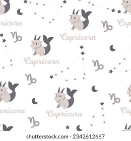 Cosmic Capricorn Constellations Vector Seamless Pattern can be use for background and apparel design