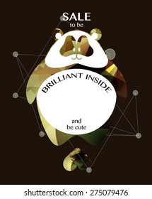 Cosmic cartoon  polygonal cute panda character 